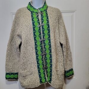Vintage Danspin Cardigan Women's Size L (?)  Wool Handmade Denmark